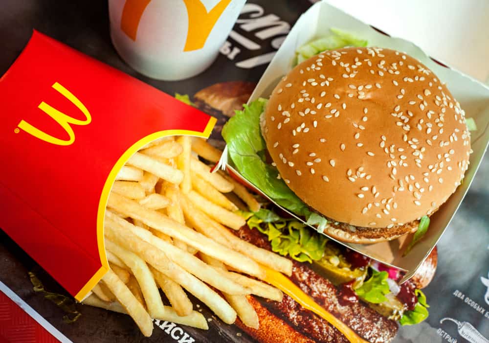 Big Mac hamburger menu in McDonald's restaurant