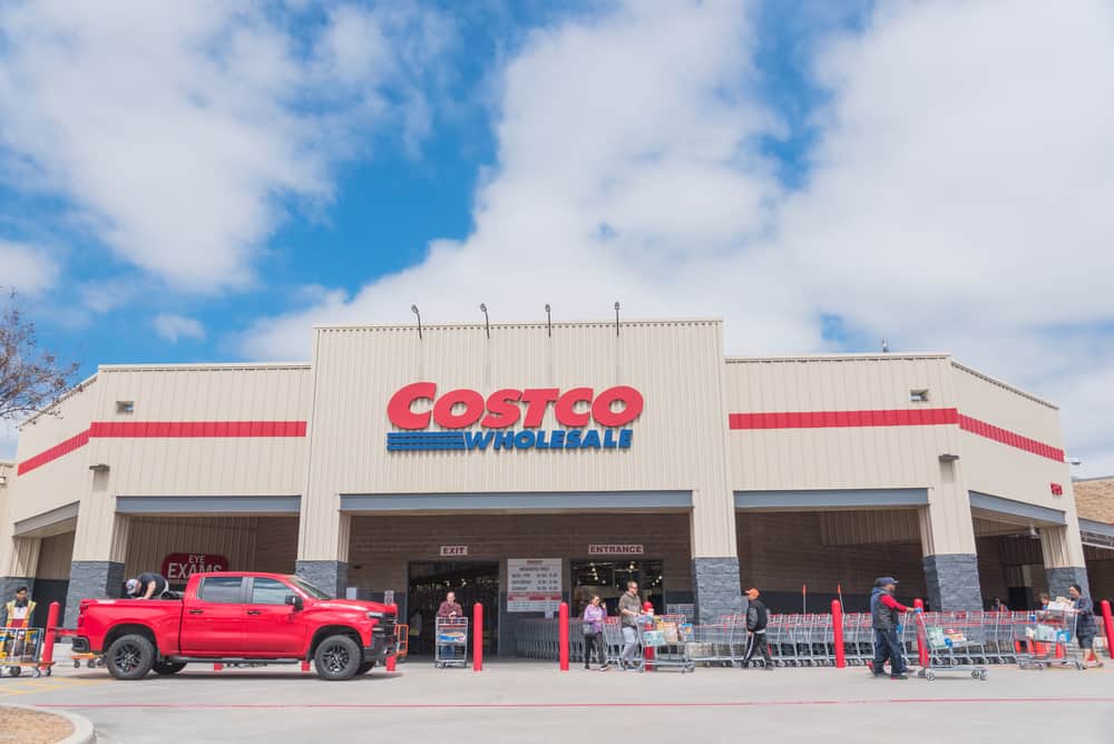 Busy customers walking in and exit the Costco Wholesale