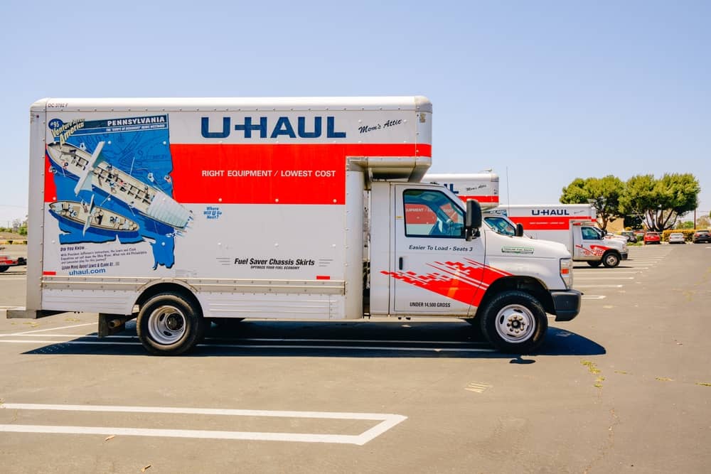 U-Haul moving van garage